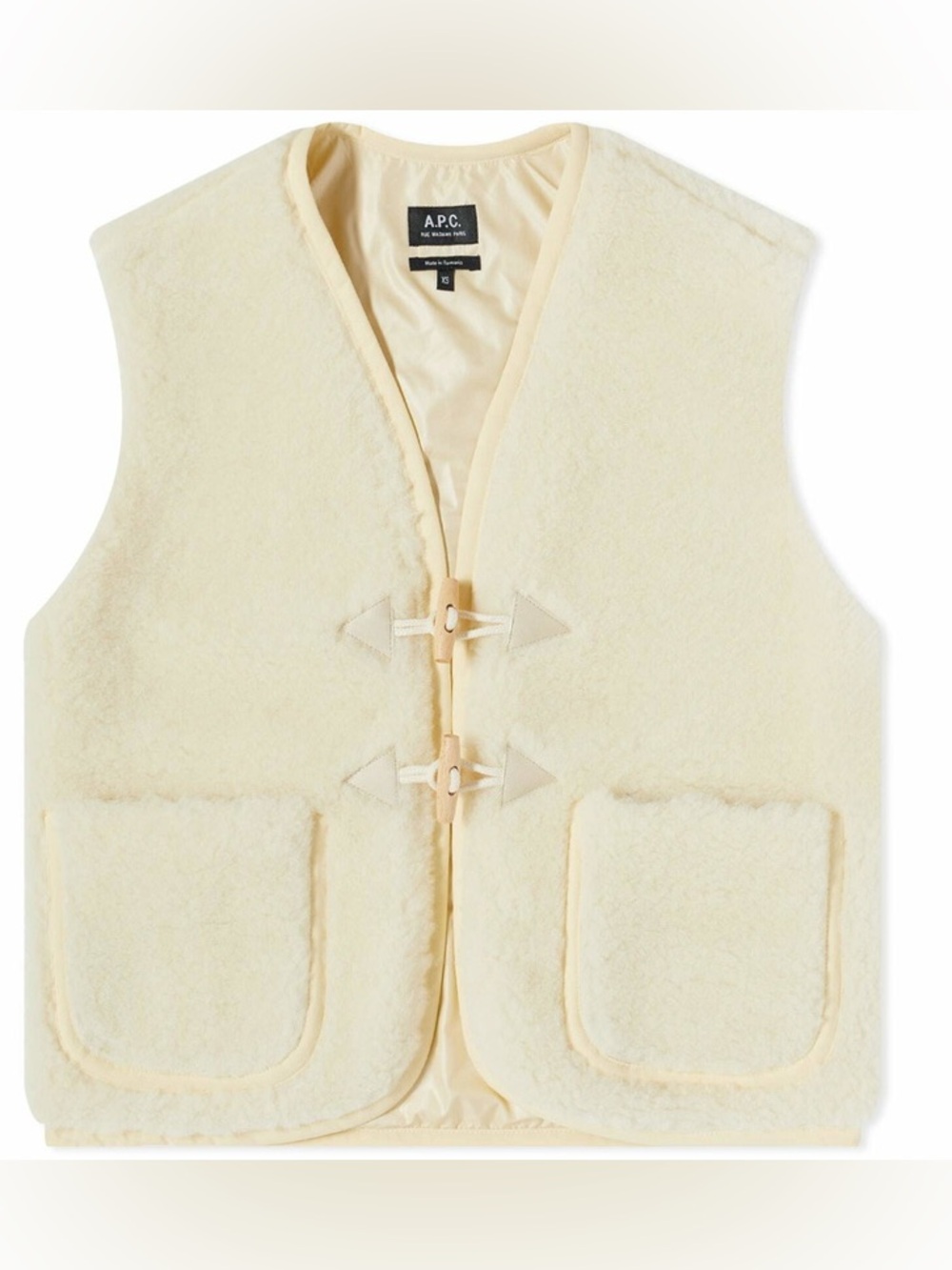 A.P.C. Jules Faux Sheepskin Vest in Ecru